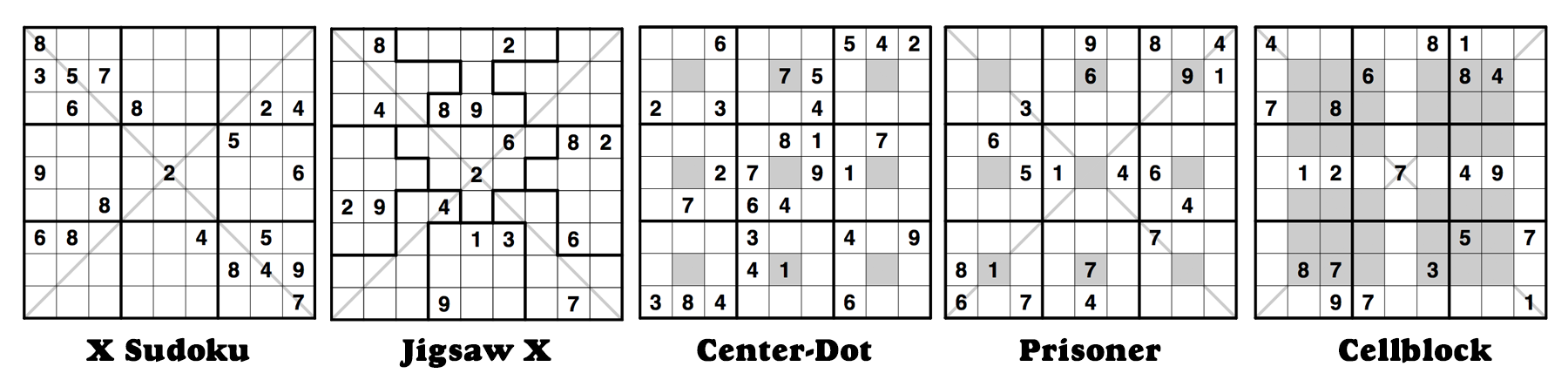 x sudoku puzzles by krazydad
